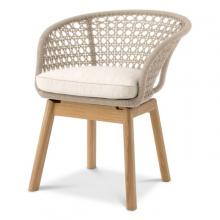 Eichholtz 117014 - Trinity Outdoor Dining Chair, Natural Teak, Cream Rope, White Cushion, 25.2"W (117014 )