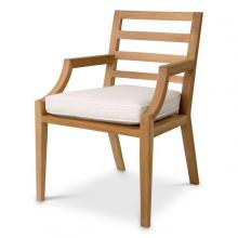 Eichholtz 117232 - Hera Outdoor Dining Chair, Natural Teak, Off-White, 23.43"W (117232 )