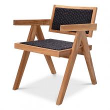 Eichholtz 117311 - Kristo Outdoor Dining Chair, Natural Teak, Black Weave, 22.05"W (117311 )