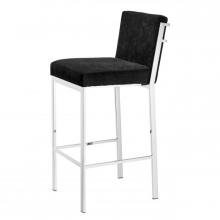 Eichholtz A110426 - Scott Bar Stool, Black Velvet, Polished Stainless Steel, 39.76"H (A110426 )