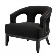 Eichholtz A111258 - Adam Armchair, Albin Black Fabric, Black Frame, Antique Brass Nails, 31.1"H (A111258 )