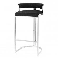 Eichholtz A111660 - Dante Bar Stool, Black Velvet, Polished Stainless Steel, 35.43"H (A111660 )