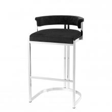 Eichholtz A111672 - Dante Counter Stool, Black Velvet, Polished Stainless Steel, 31.89"H (A111672 )