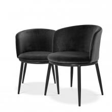 Eichholtz A111998 - Filmore Dining Chair, Set of 2, Cameron Black Fabric, Black Legs, 29.13"H (A111998 )