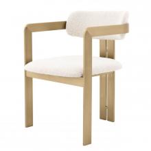 Eichholtz A113482 - Donato Dining Chair, Boucle Cream Fabric, Brushed Brass, 31.5"H (A113482 )