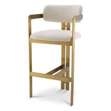 Eichholtz A115048 - Donato Bar Stool, Boucle Cream Fabric, Brushed Brass, 42.13"H (A115048 )