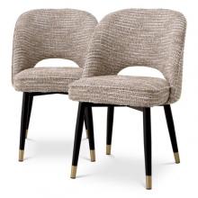 Eichholtz A115282 - Cliff Dining Chair, Set of 2, Mademoiselle Beige Fabric, Black & Brass Legs, 33.07"H (A115282 )