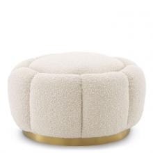 Eichholtz A115620 - Inger Ottoman, Boucle Cream Fabric, Brushed Brass, 15.75"H (A115620 )