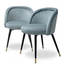 Eichholtz A115965 - Chlo? Dining Chair, Set of 2, Savona Blue Velvet, Black & Brass Legs, 30.31"H (A115965 )