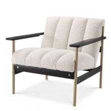 Eichholtz A116160 - Elan Armchair, Boucle Cream Fabric, Brushed Brass, Black, 28.74"H (A116160 )