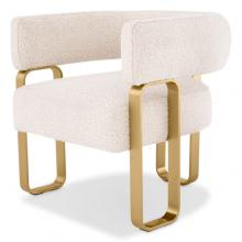 Eichholtz A116759 - Capricorn Armchair, Boucle Cream Fabric, Brushed Brass Frame, 27.56"H (A116759 )