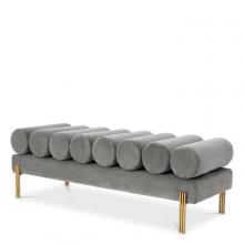 Eichholtz A117005 - Oxley Bench, Savona Light Gray Velvet, Brushed Brass Legs, 51.18"W (A117005 )