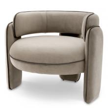 Eichholtz A117597 - Chaplin Armchair, Savona Greige Velvet, Savona Gray Velvet Piping, 26.97"H (A117597 )