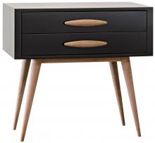 CFC POP011-NOIR-UNF - Taylor Nightstand, Noir, Walnut Legs & Handles, 30"W POP011-NOIR-UNF