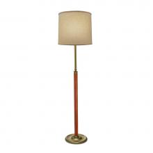 Stiffel FL-6654-A2206-AB - Floor Lamp, 1-Light, Antique Brass, Faux Brown Leather, Bombay Natural Fabric Shade, 65"H