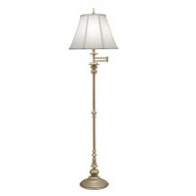 Stiffel SWFL-1320-N4555-MS - Swing Arm Floor Lamp, 1-Light, Milano Silver, Off-White Silk Shantung Fabric Shade, 67"H