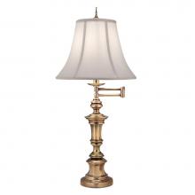 Stiffel SWTL-A623-A781-BB - Swing Arm Table Lamp, 1-Light, Burnished Brass, Pearl Supreme Satin Fabric Shade, "W SWT