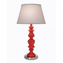 Stiffel TL-5855-AC9848-GRD - Table Lamp, 1-Light, Gloss Red, Satin Nickel, Cream Aberdeen Fabric Shade, 27"H TL-5855-