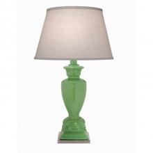 Stiffel TL-6629-A813-GLG - Table Lamp, 1-Light, Gloss Light Green, Satin Nickel, Cream Aberdeen Fabric Shade, 28"H