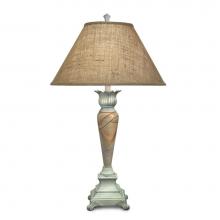 Stiffel TL-6697-6698-DW - Table Lamp, 1-Light, Distressed White, Natural Burlap Fabric Shade, 35"H TL-6697-6698-DW