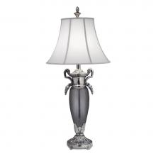 Stiffel TL-6742-6744-PNB - Table Lamp, 1-Light, Polished Nickel, Black, Off-White Silk Shantung Fabric Shade, 36"H