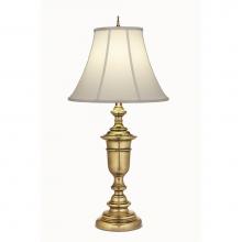 Stiffel TL-A589-A644-BB - Table Lamp, 1-Light, Burnished Brass, Off-White Silk Shantung Fabric Shade, 33"H TL-A589