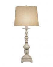 Stiffel TL-A764-A573-DW - Table Lamp, 1-Light, Distressed White, Rolled-Edge Bombay Natural Fabric Shade, 32"H TL-