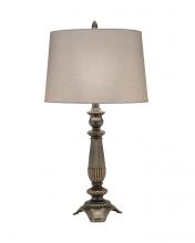 Stiffel TL-A804-VSG - Table Lamp, 1-Light, Vintage Silver, Gold, Rolled-Edge Cream Aberdeen Fabric Shade, 29"H