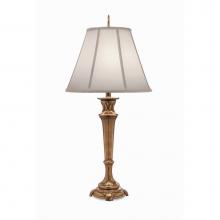 Stiffel TL-A887-BB - Table Lamp, 1-Light, Burnished Brass, White Silk Shantung Fabric Shade, 35"H TL-A887-BB