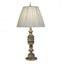 Stiffel TL-AC9595-AC9893-AB - Table Lamp, 1-Light, Antique Brass, Box Pleated Oyster Silksheen Fabric Shade, 31"H TL-A