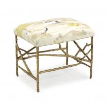 John-Richard AMF-1093-3033-AS - nch-Style Base Ottoman, Cream, Antique Bronze Base, 21&34;H AMF-1093-3033-AS