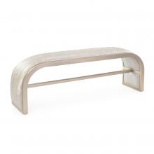 John-Richard AMF-1344-1089-AS - Curved Bench, Silver Fabric, Antique Silver Frame, 61&34;W AMF-1344-1089-AS