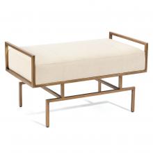 John-Richard AMF-1384-D481-AS - ins Bench, Small, Beige Fabric, Antique Gold Frame, 36&34;W AMF-1384-D481-AS