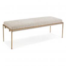 John-Richard AMF-1493-2119-AS - Metal Upholstered Bench, White Fabric, Gold Base, 62&34;W AMF-1493-2119-AS