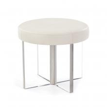 John-Richard AMF-1575-WHTE-AS - Clarity Stool, White Leather, Clear Acrylic Base, 17.5&34;H AMF-1575-WHTE-AS