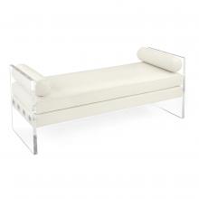 John-Richard AMF-1613-WHTE-AS - New Park Bench, White Leather, Clear Acrylic Legs, 60&34;W AMF-1613-WHTE-AS