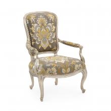 John-Richard AMF-1659V226-6008-AS - Trianon Armchair, Gray, Burnished Silver Frame, 44&34;H AMF-1659V226-6008-AS