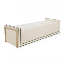 John-Richard AMF-1705V229-2213-AS - nch, Ivory Fabric, White Leather & Gold Base, 82.5&34;W AMF-1705V229-2213-AS