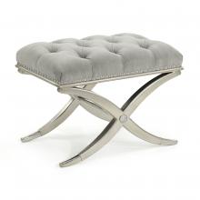 John-Richard AMF-1707V226-1128-AS - Josephine Bench, Gray Fabric, Silver Leaf Base, 26&34;W AMF-1707V226-1128-AS