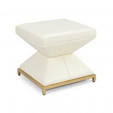 John-Richard AMF-1729V240-WHTE-AS - Oraso Stool, White Leather, Gold Base, 20.87&34;H AMF-1729V240-WHTE-AS