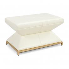 John-Richard AMF-1730V240-WHTE-AS - Oraso Bench, White Leather, Gold Base, 36.02&34;W AMF-1730V240-WHTE-AS