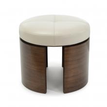 John-Richard AMF-1766-LTGY-AS - Lacuna Ottoman, Light Gray Leather, Brown Base, 18.75&34;H AMF-1766-LTGY-AS