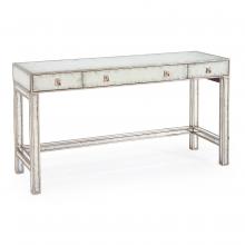 John-Richard EUR-02-0132 - Eglomise Vanity Table, Distressed White, Antique Silver, 54&34;W EUR-02-0132