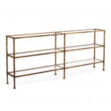 John-Richard EUR-02-0202 - well Console, Distressed Gold, Tempered Glass Shelves, 78.5&34;W EUR-02-0202