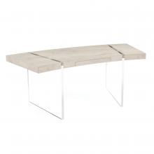 John-Richard EUR-02-0291 - Loftus Desk, Center Drawer, Ivory, Clear Acrylic Legs, 77&34;W EUR-02-0291