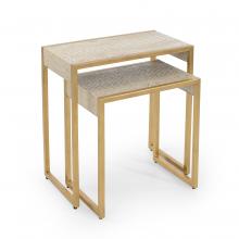 John-Richard EUR-03-0822 - Kano Nesting Table, Set of 2, Beige, Gold Frame, 22.25&34;W EUR-03-0822