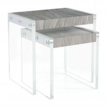 John-Richard EUR-03-0825 - et of 2, Brushed Stainless Steel, Clear Acrylic Legs, 24.25&34;W EUR-03-0825