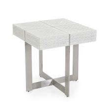John-Richard EUR-03-0829 - Kano End Table, White, Brushed Stainless Steel Frame, 22.25&34;W EUR-03-0829