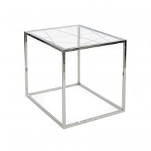 John-Richard EUR-03-0843 - Glass End Table, Clear Glass Top, Polished Nickel Base, 28&34;W EUR-03-0843