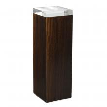 John-Richard EUR-08-0093 - Couros Pedestal, Short, Wood, Crystal Glass Top, 11.75&34;W EUR-08-0093